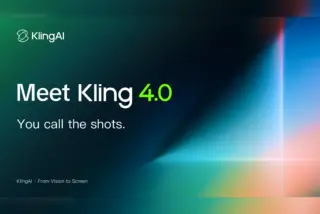 כרזת ההשקה של Kling 4.0 עם הכיתוב "Meet Kling 4.0" ו"You call the shots" על רקע גרדיאנט כחול-ירוק